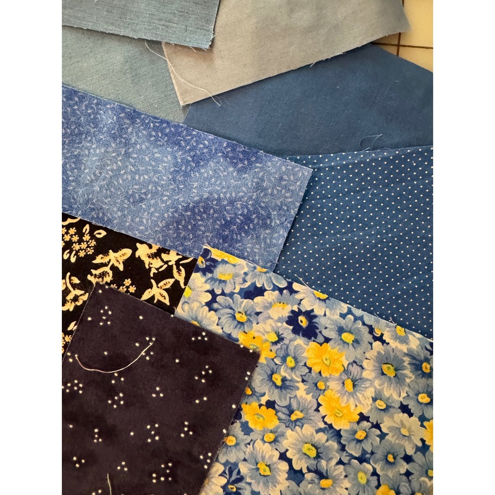 Vintage Fabric Scrap Bundle Blue Green Junk Journal Slow‎ Stitch Lace Embroidery - Picture 7 of 10